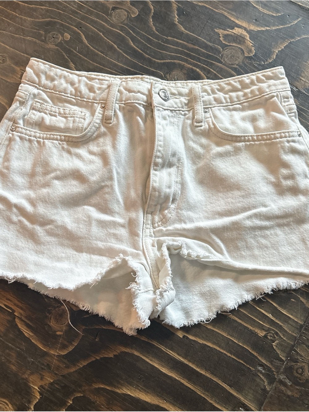 Forever 21 White Denim Frayed Hem Shorts